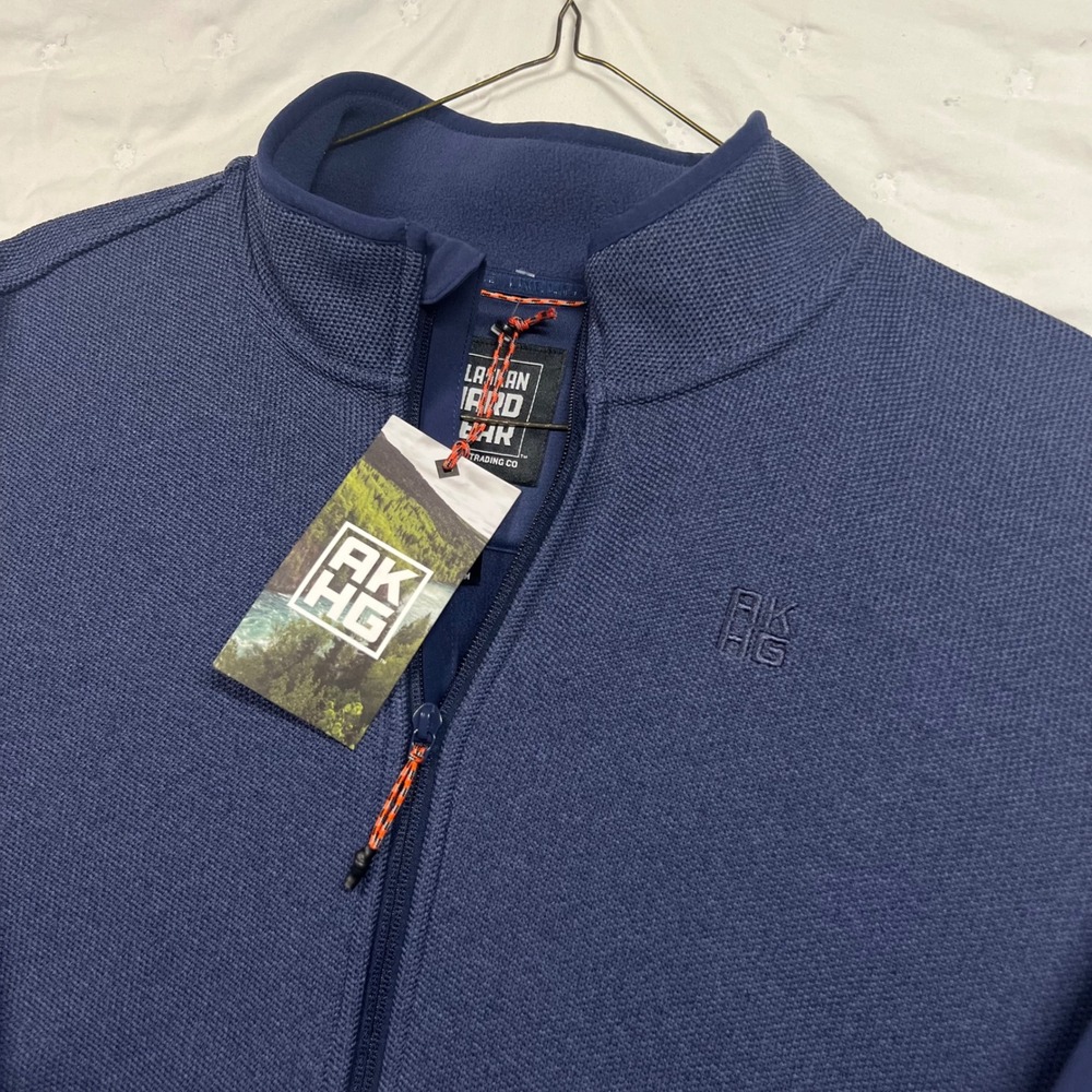 NWT Duluth Trading Co AKHG Men Navy Graveltec Fleece Full Zip Mock Neck Jacket L